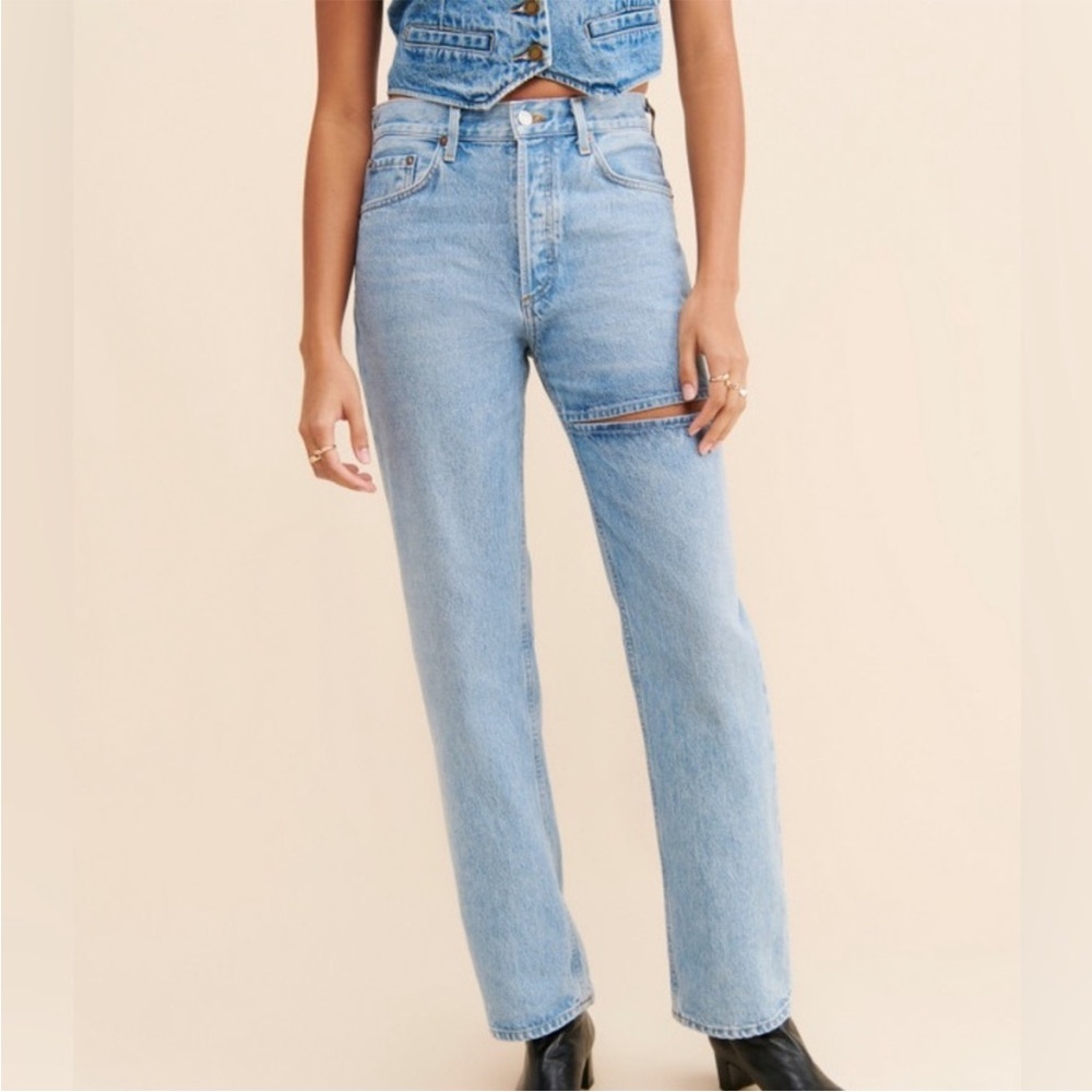 🤍 AGOLDE Lana Slice Jeans Straight Fit Size 26 Button Fly 100% Cotton
